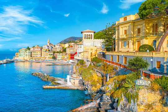 View of Bogliasco. Bogliasco is a ancient fishing village in Italy, Genoa, Liguria