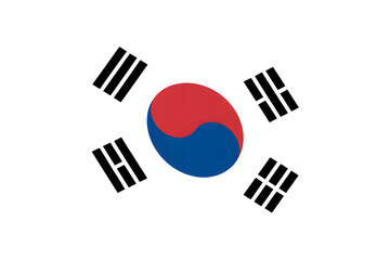 Waving South Korean flag symbolizing national pride and heritage with iconic Taegeuk symbol and trigrams, perfect for patriotic themes.