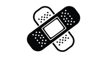 A black adhesive bandage isolated on a plain white background