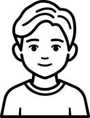 Obraz premium Simple black and white illustration of a young boy's portrait, perfect for modern graphic design projects