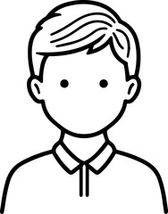 Obraz premium Simple black and white illustration of a young boy's portrait, perfect for modern graphic design projects
