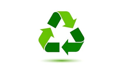 Obraz premium Green recycling symbol with three arrows on white background recycle