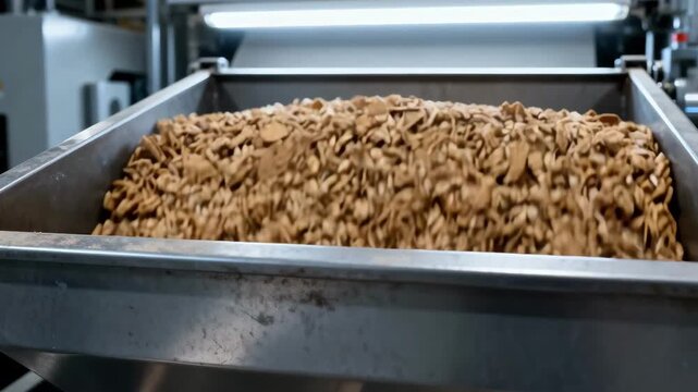Medium shot showing a rejected bin with substandard cereal grains separated by the AIdriven grading system based on live quality assessment.