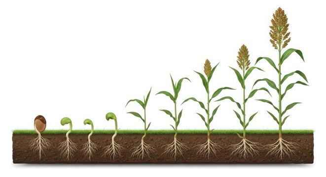 Vibrant botanical illustration of a chicory plant showcasing its bright blue flowers, slender green stem, and complex taproot system, isolated on a clean white background