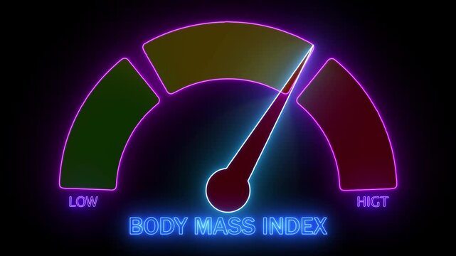 Body Mass Index B M I Gauge Meter with Low Neon Lights Health Fitness Concept weight