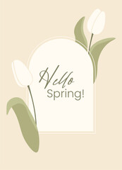 Spring Greeting With Tulip Flat