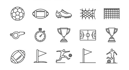 Collection of Hand Drawn Soccer and Football Sports Icons. © Miftahul