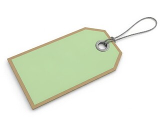 Green price tag with metal eyelet and string label blank