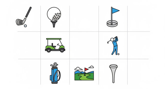 Collection of golf sport icons and symbols.