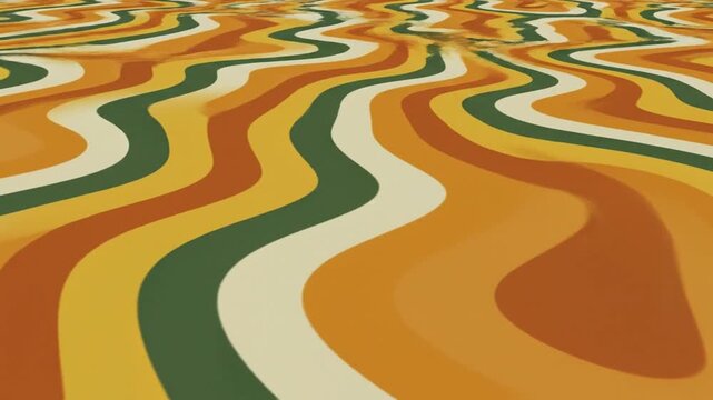Retro wavy abstract pattern with earthy orange green yellow colors