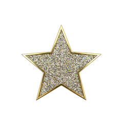 Obraz premium A sparkling star-shaped accessory with a glittery texture and golden border