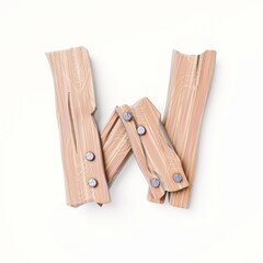 Wooden planks Font Letter W 3D