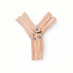 Wooden planks Font Letter Y 3D