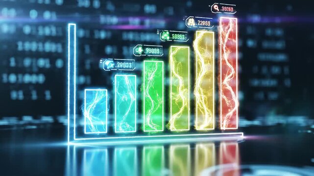 Animated business graph bar chart icon rising sequentially