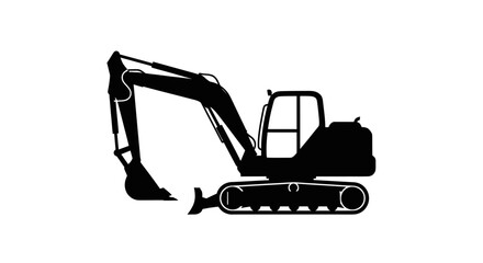 Silhouette of an excavator on a white background