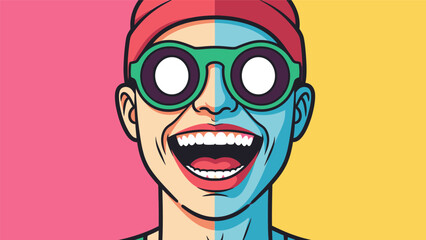 Obraz premium Man Wearing Sunglasses and Red Cap.