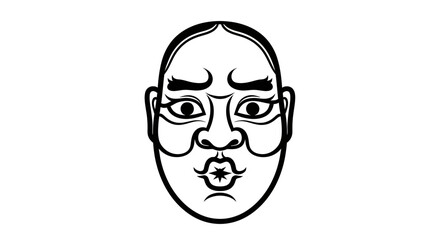 Fototapeta premium Japanese Noh Mask Illustration, Traditional Theater Face, Stylized Art
