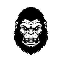 Fierce Gorilla Head Mascot Logo, Aggressive Ape Face Illustration