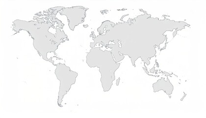 Fototapeta premium World map outline, gray continents on white background