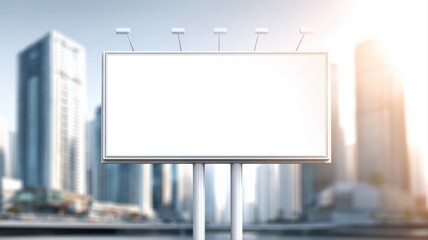 Fototapeta premium Blank Billboard Mockup in Cityscape Setting for Advertising, Marketing, and Promotional Campaigns with Copy Space