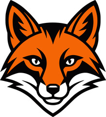 Obraz premium Flat design of a bright orange fox head vector illustration on plain background 