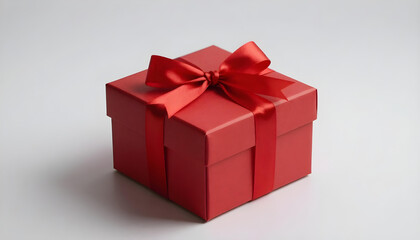 Obraz premium Elegant red gift box with satin ribbon bow, perfect for celebrations and special occasions