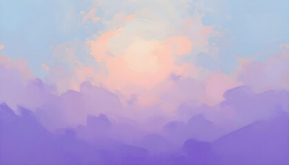 Dreamy pastel sky with soft clouds and a gentle sun glow, abstract art