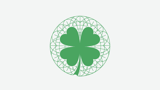 Green Four Leaf Clover Illustration Design.