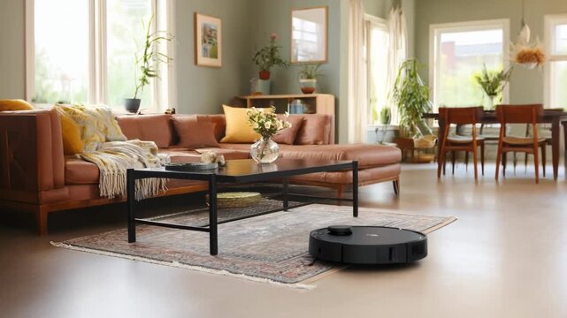 Advanced robotic floor cleaner uses AI navigation to map rooms optimize cleaning routes and deliver thorough dust and dirt removal across varied household flooring types.
