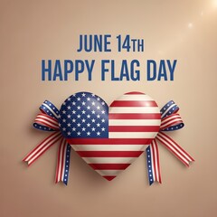 Obraz premium Happy Flag Day june 14th american heart patriotic