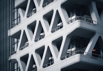 Concrete building structure with exposed system and unique design