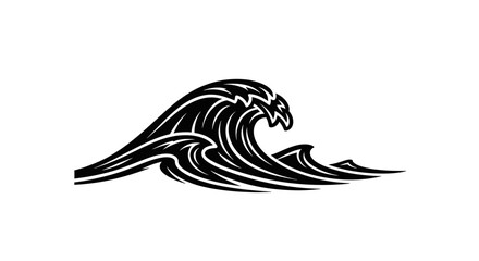 Stylized Black Wave Illustration on White Background