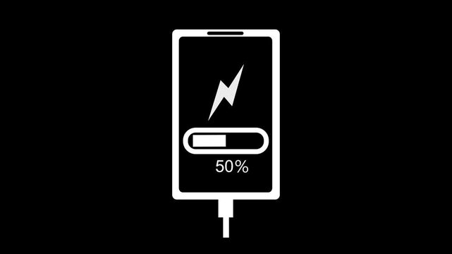 Smartphone charging battery icon showing percent animation