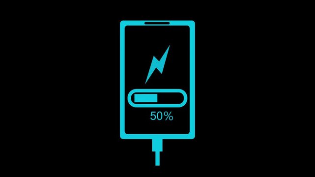 Smartphone charging battery icon showing percent animation