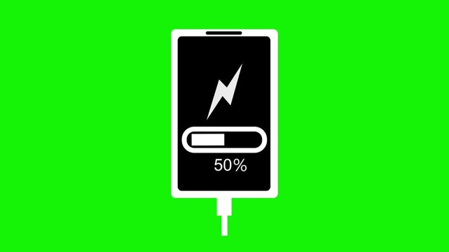 Smartphone charging battery icon showing percent animation