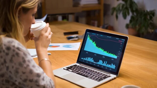 Medium shot of a researcher reviewing heatmaps and clickstreams on a laptop to study how users navigate an ecommerce platform.