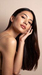 Elegant Beauty Portrait of Young Woman with Flawless Skin and Soft Natural Makeup &ndash; Skincare and Cosmetic Concept