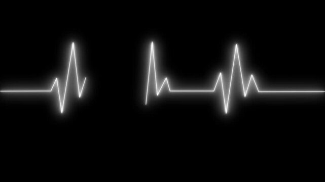 Glowing ecg heartbeat line animation on black background