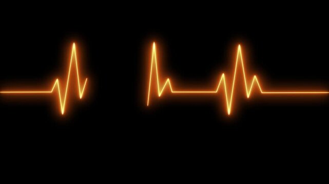Glowing ecg heartbeat line animation on black background