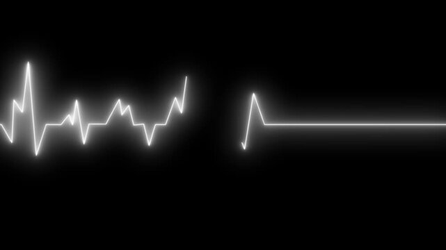 Neon ecg heartbeat line animation on black background with glow