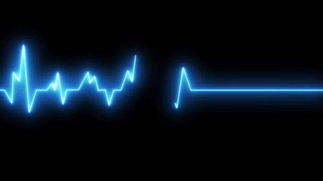 Neon ecg heartbeat line animation on black background with glow