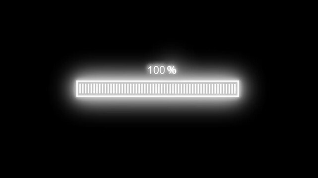 Neon loading bar percent animation on black background