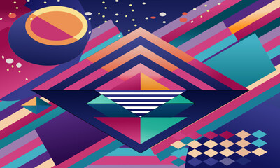 Fototapeta premium Abstract Geometric Background with Modern Colorful Shapes Vector Illustration