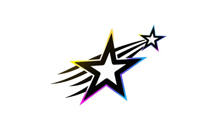 Obraz premium Vibrant gradient outlined stars with dynamic motion trail, a sleek modern graphic element