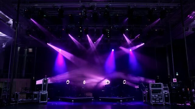 Specialists calibrate automated lighting rigs enabling precise control and synchronized light shows for engaging presentations and performances