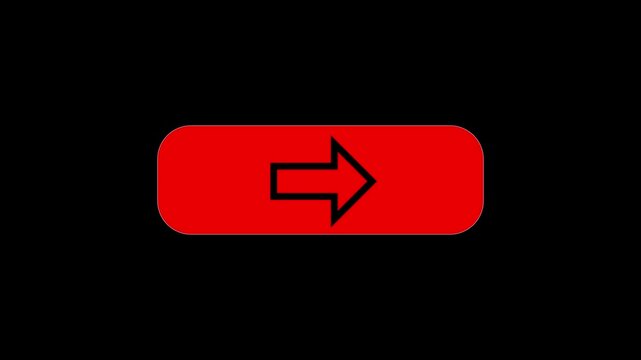 Red call to action button animation featuring a black arrow appearing inside. Perfect for next step, submit, or redirection visuals.