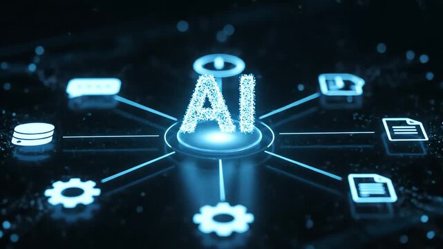 Artificial Intelligence Connection and Network Concept with Digital Icons