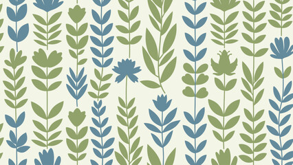 Stylized botanical pattern with abstract floral and leaf motifs. © Nabih