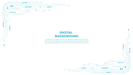 Fototapeta premium Modern Digital Circuit Technology Background with Blue Line Connection Design, Abstract Blue Digital Circuit Technology Background, Modern Electronic Circuit Frame Background