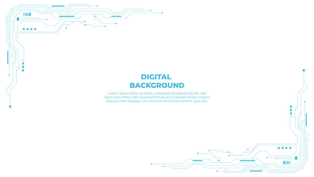 Modern Digital Circuit Technology Background with Blue Line Connection Design, Abstract Blue Digital Circuit Technology Background, Modern Electronic Circuit Frame Background